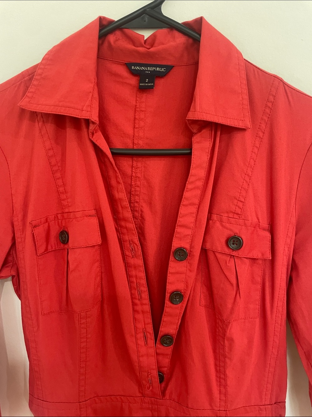 Banana Republic Vibrant Red Midi Shirtdress - Picture 2 of 6